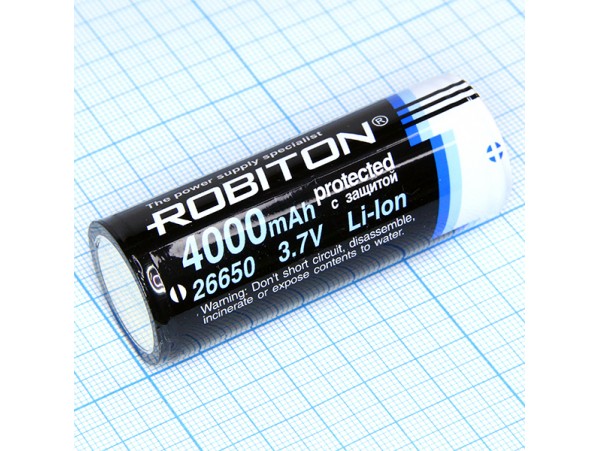 Аккумулятор 3,7V/4000 26650 Robiton