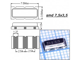 КВАРЦ 433,920 МГц 7,5х3,5мм SMD LR433T2