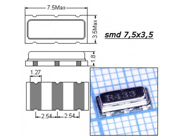 КВАРЦ 433,920 МГц 7,5х3,5мм SMD LR433T2