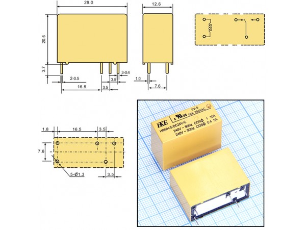 Реле 24VDC HRMH-S-DC24V-C 1C 10A/240VAC