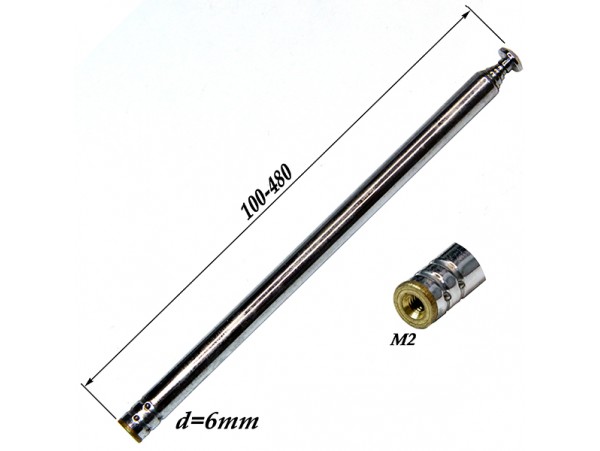 АНТЕННА d=6; 100/480 телескопическая, 6 колен, M2
