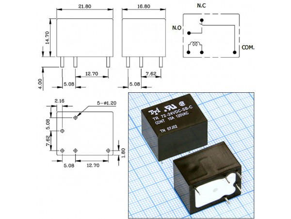 Реле 24VDC TR72-24VDC-SB-C 1C 10A/120VAC