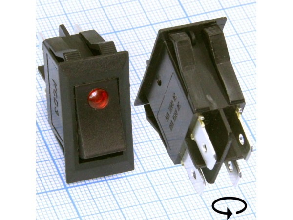 KCD3-201EN 250V/16A on-off красный переключатель