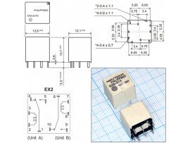 Реле 12VDC EX2-N15 2C 30A/14VDC
