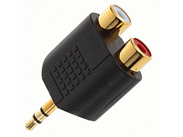 Переходник 3,5<2RCA (штекер <2гнезда) латунь