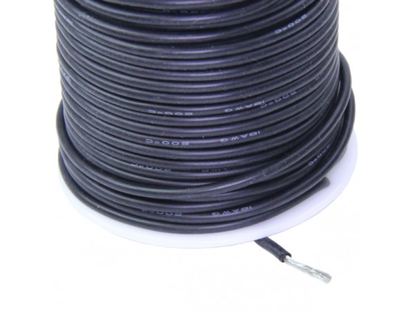 Провод 18AWG черный высокотемпературный силикон