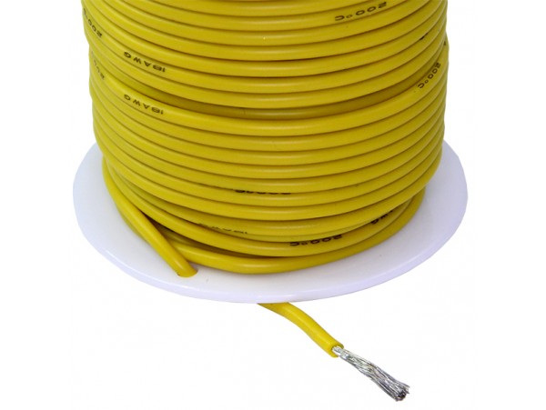 Провод 18AWG желтый высокотемпературный силикон