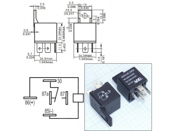 Реле 12VDC NVF4-2C-Z 40A/14VDC