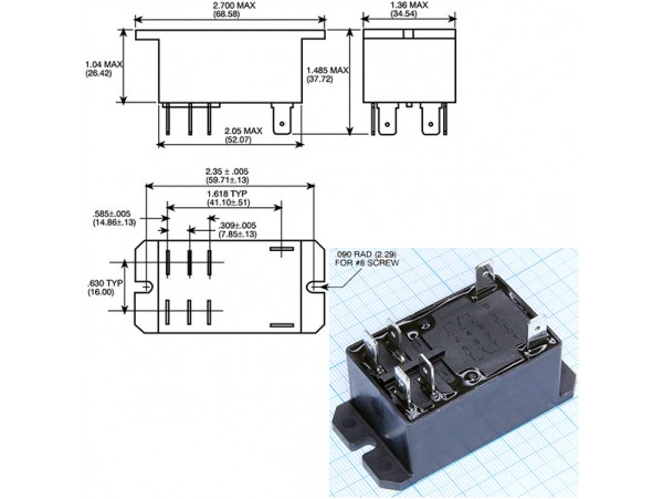 Реле 12VDC T92P7D22-12 2A 40A/240VAC