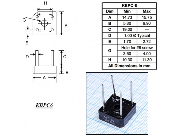 KBPC606 (600V/6A) Диодный мост
