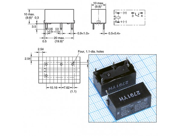 Реле 24VDC G6B-1114P-US 24DC 1A 5A/250VAC