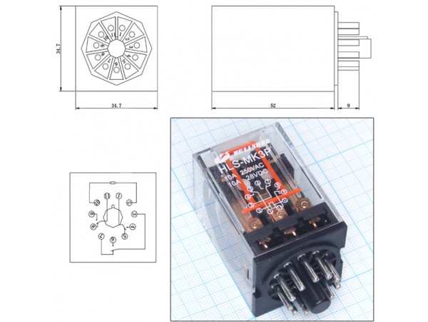 Реле 24VDC MK3-24VDC-Z (60.13.8.024.0040) 3C 10A/250VAC