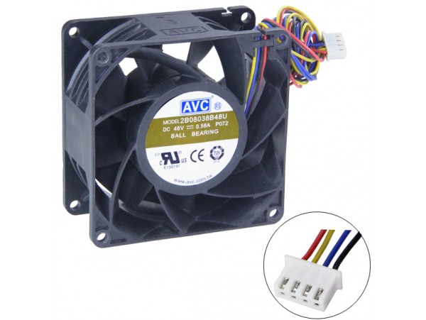 Вентилятор 48VDC/0,58A 80х80х38 4pin
