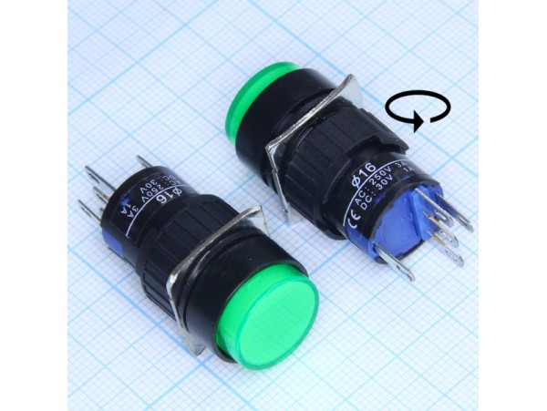AL6-A12V 12V/5A on-(on) зеленая кнопка