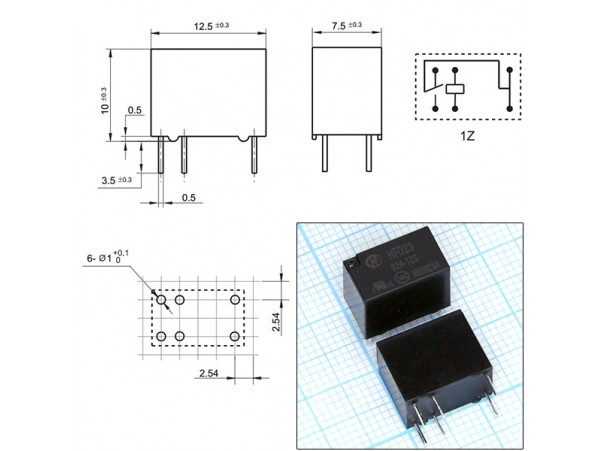 Реле 24VDC HFD23/024-1ZS 1C 1A/125VAC