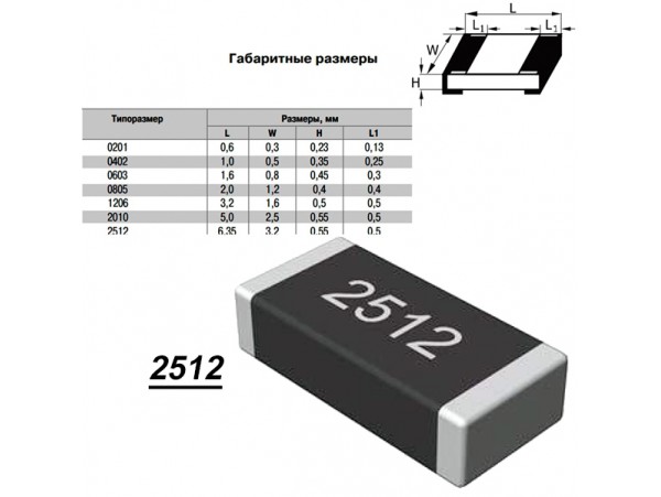 Чип рез.J2512-5,1 Ом/1Вт 5%