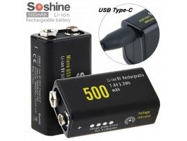 Аккумулятор 7,4V/500mAh Soshine (6F22) Li-ion Type-C