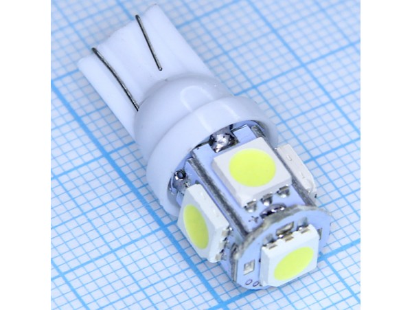 T10 5 white 5050 smd 140° LED лампа