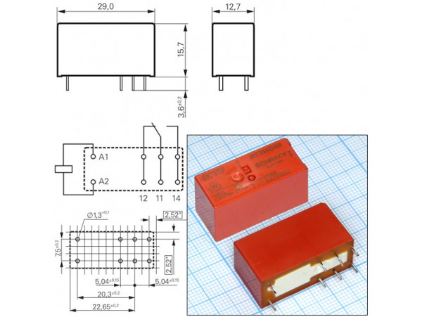 Реле 48VDC RT314048 16A/250VAC