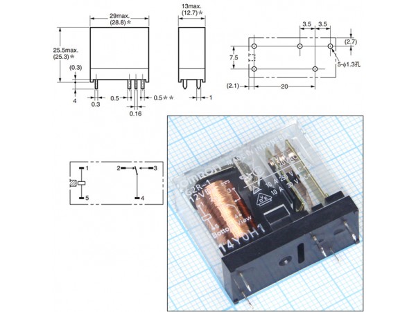 Реле 12VDC G2R112DC 1C 10A/250VAC