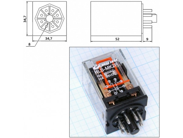 Реле 24VDC MK2-24VDC-Z 2C 10A/250VAC