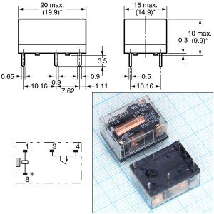 Реле 24VDC G6C-2117PUS-24DC 1A+1C 8A/250VAC