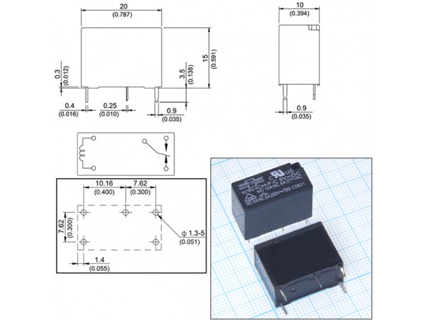 Реле 5VDC 101N-1CH-F-C 6A/250VAC