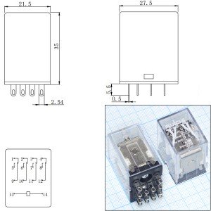 Реле 220VAC 4453(18F) HH54P 4C 5A/250VAC