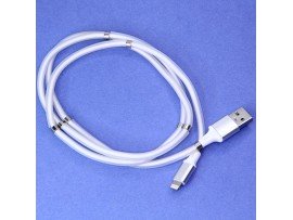 Шнур USB=Lightning 1м 3A магнит самосворачивающийся