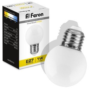 Лампа 220V 1W E27 2700K LED шар