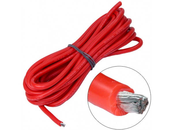 Провод 10AWG красный, высокотемпературный силикон