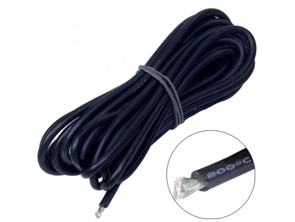 Провод 10AWG черный, высокотемпературный силикон
