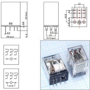 Реле 24VAC HJQ-22F-3Z 3C 5A/240VAC