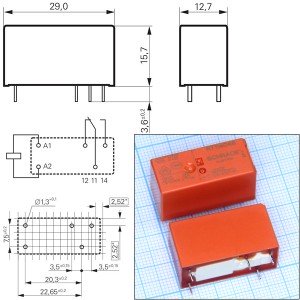 Реле 48VDC RT114048 1С 12A/250VAC