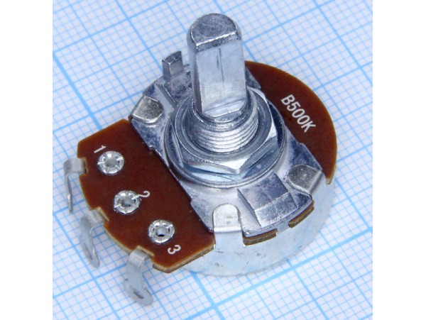 Резистор 500 кОм под гайку R-24N1-B500K.L20F