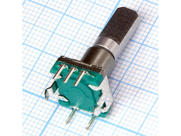 Энкодер EC11E15244G1 с кнопкой, мет. ручка с лыской