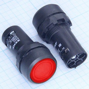 Кнопка SW2C-10D off-(on) NO 24V красная