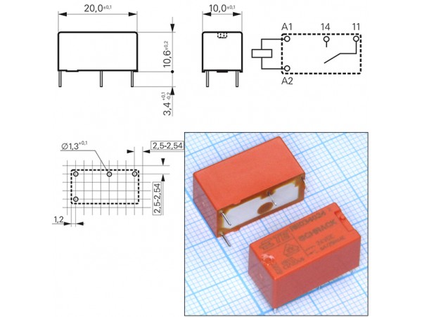 Реле 24VDC RE034024 24DC 1A 6A/250VAC