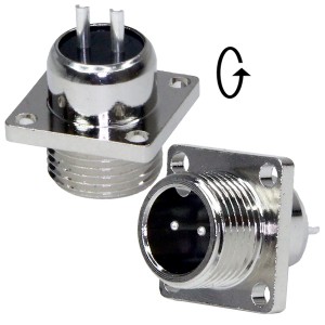GX12-2H вилка 2PIN на блок с фланцем