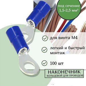 TRI-2-4 (100шт) Наконечник кольцевой М4 (1,5-2,5) Синий