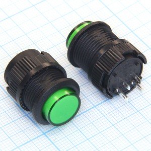 R16-503AD-G 250V/3A off-on Кнопка зеленая