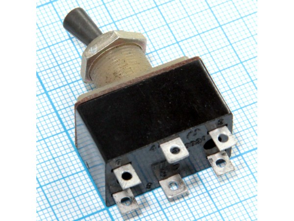 Тумблер ТП1-2 2А/220V пластмассовый рычаг