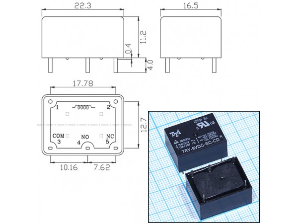 Реле 9VDC TRV-9VDC-SC-CD-R 1C 15A/250VAC