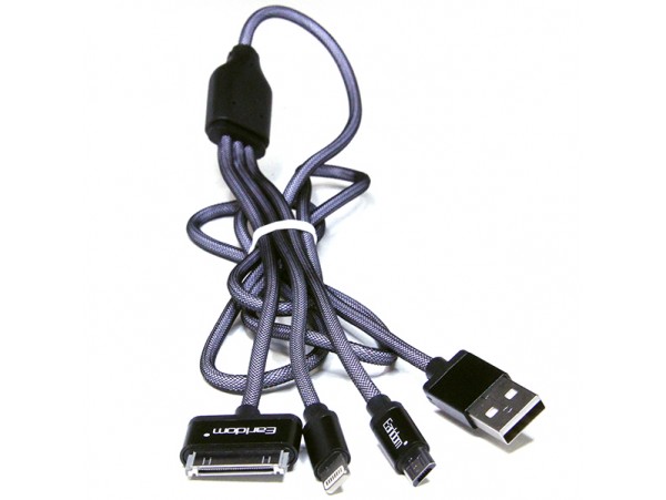 Шнур USB = iPhone 5-13 + microUSB +Type-C 1,2м