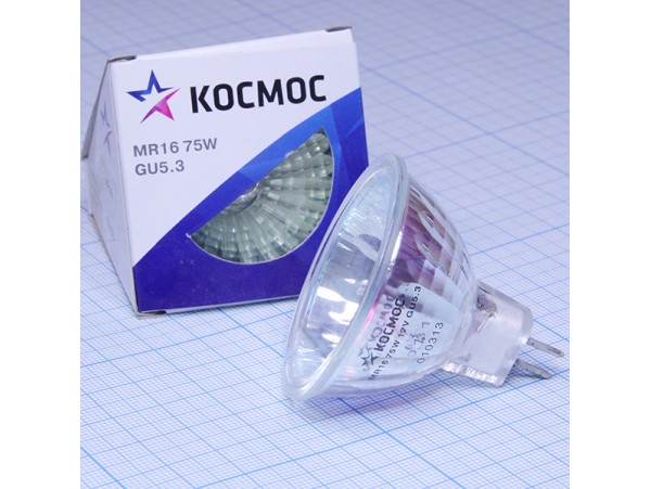 Лампа 12V 75W GU5,3 со стеклом MR-16 Космос