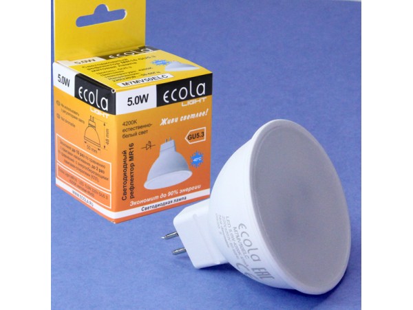 Лампа 220V 5,4W GU5.3 4200K LED MR16  Ecola