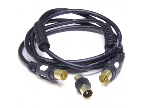 Шнур ТВ шт<ТВ гн+перех. 1,5м