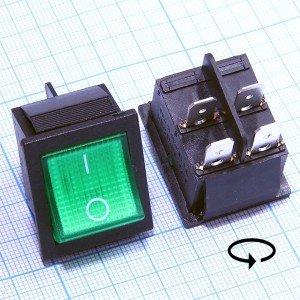 SC-767G 250V/15A on-off зелёный переключатель