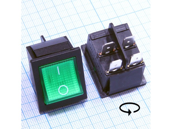 SC-767G 250V/15A on-off зелёный переключатель