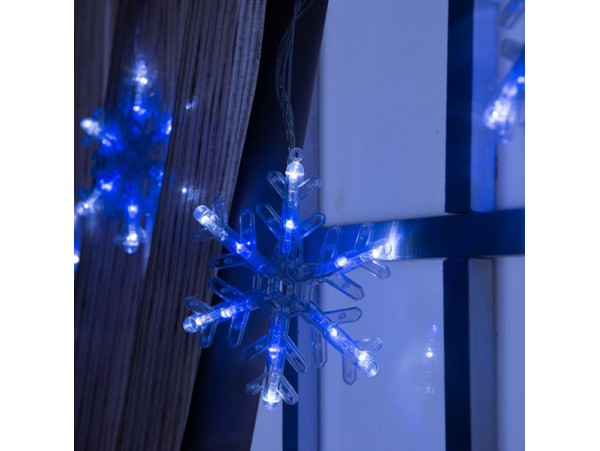 Гирлянда занавес снежинки 72LED синий 1.5х0.3/6 подвес